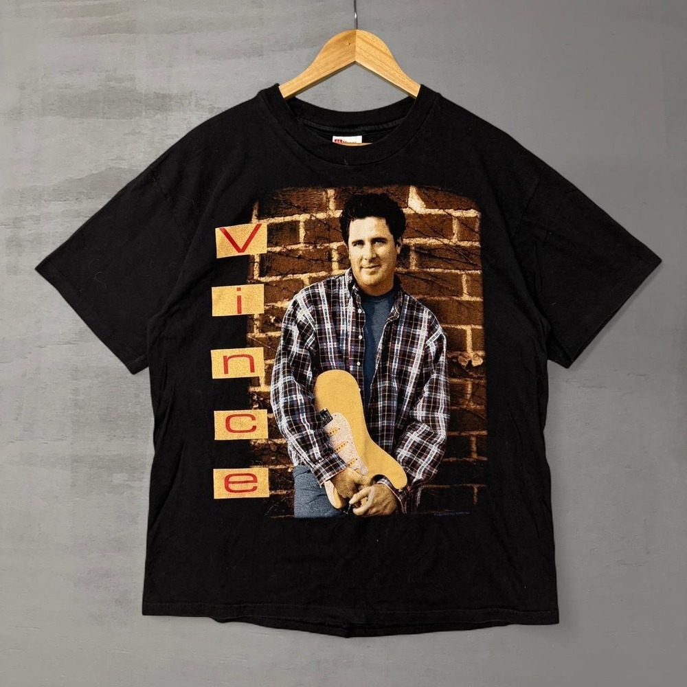 Vintage Vince Gill Black Single Stitch 90s‎  Large Hanes Concert Tour Shirt
